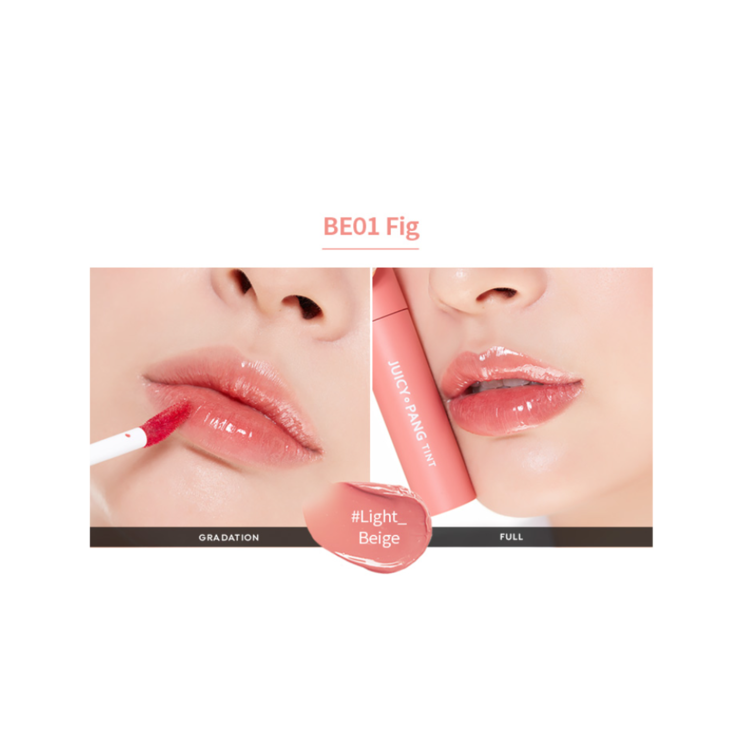 A'pieu Juicy-Pang Lip Tint tube with vibrant pink and orange shades, showcasing the product's colorful packaging and applicator.
