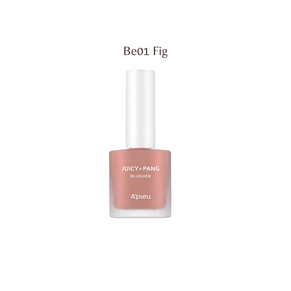 A'pieu Juicy-Pang Water Blusher in a soft pink shade, showcasing the compact blush with a smooth, dewy finish on the packaging
