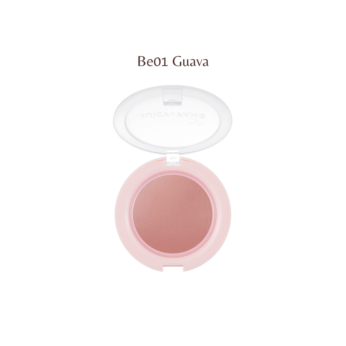 A'pieu Juicy-Pang Jelly Blusher in a vibrant pink shade, showing the round, glossy compact with the blush inside.