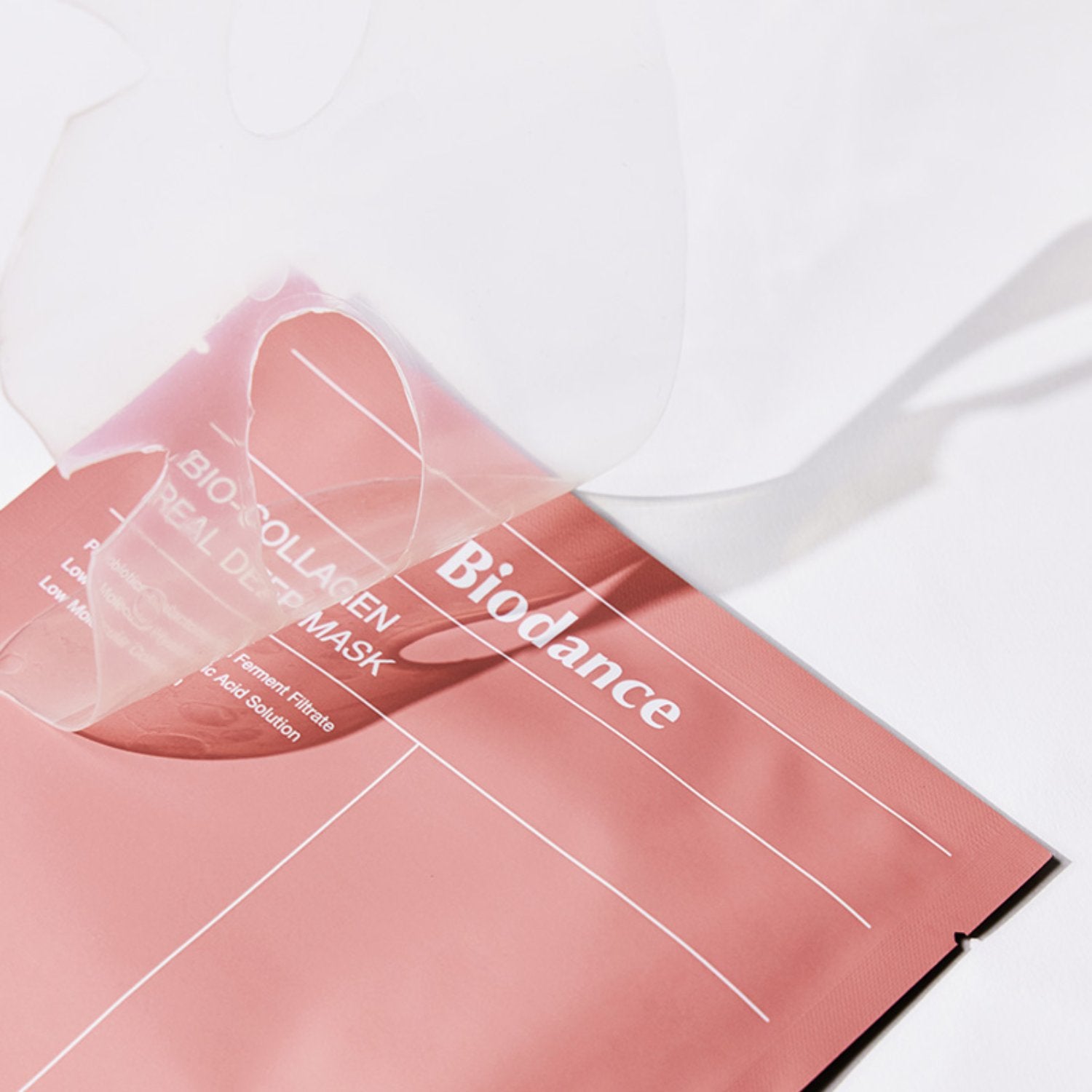 Biodance Bio-Collagen Real Deep Mask sheet mask box with four nourishing sheet masks for skin hydration and revitalization.