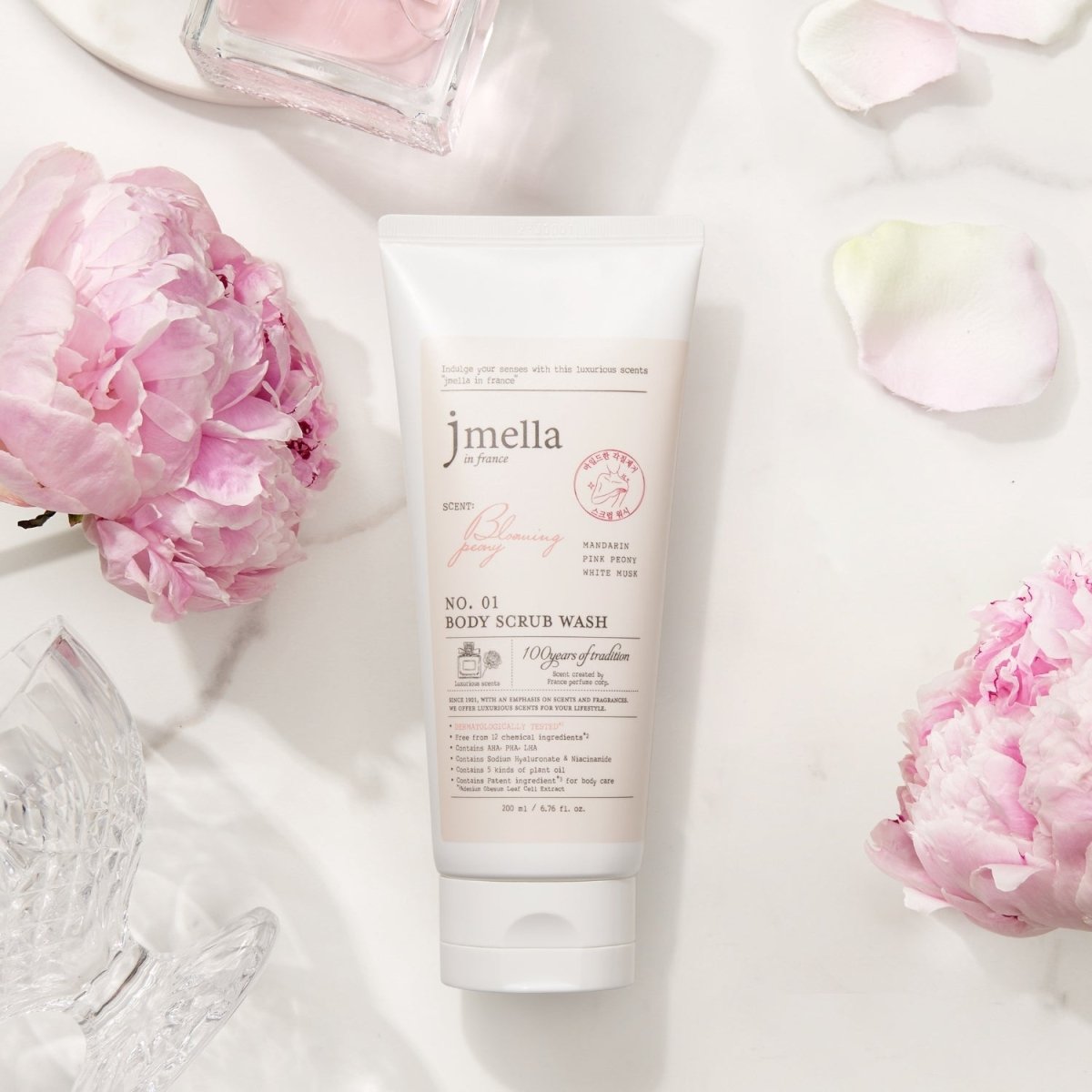 Jmella in France Blooming Peony Body Scrub Wash [200ml] | La Cosmetique