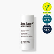 MEDIPEEL+ Extra Super 9 Plus Active Stick 33g exfoliant and scrub, showing the product in a sleek, portable stick form.