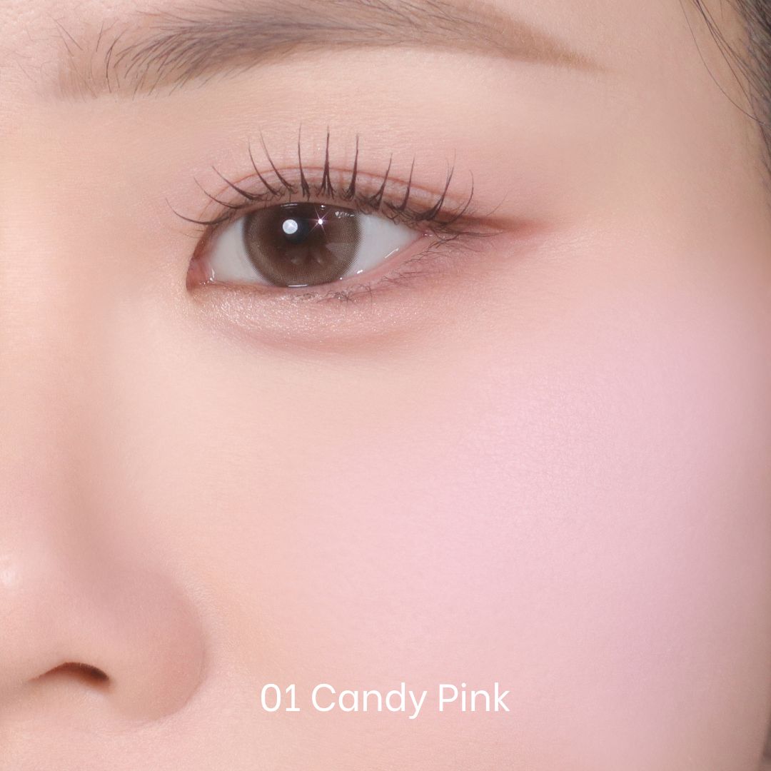 Peripera Pure Blushed Custom Cheek blush in candy pink, showcasing its soft, pigmented powder with a smooth finish.