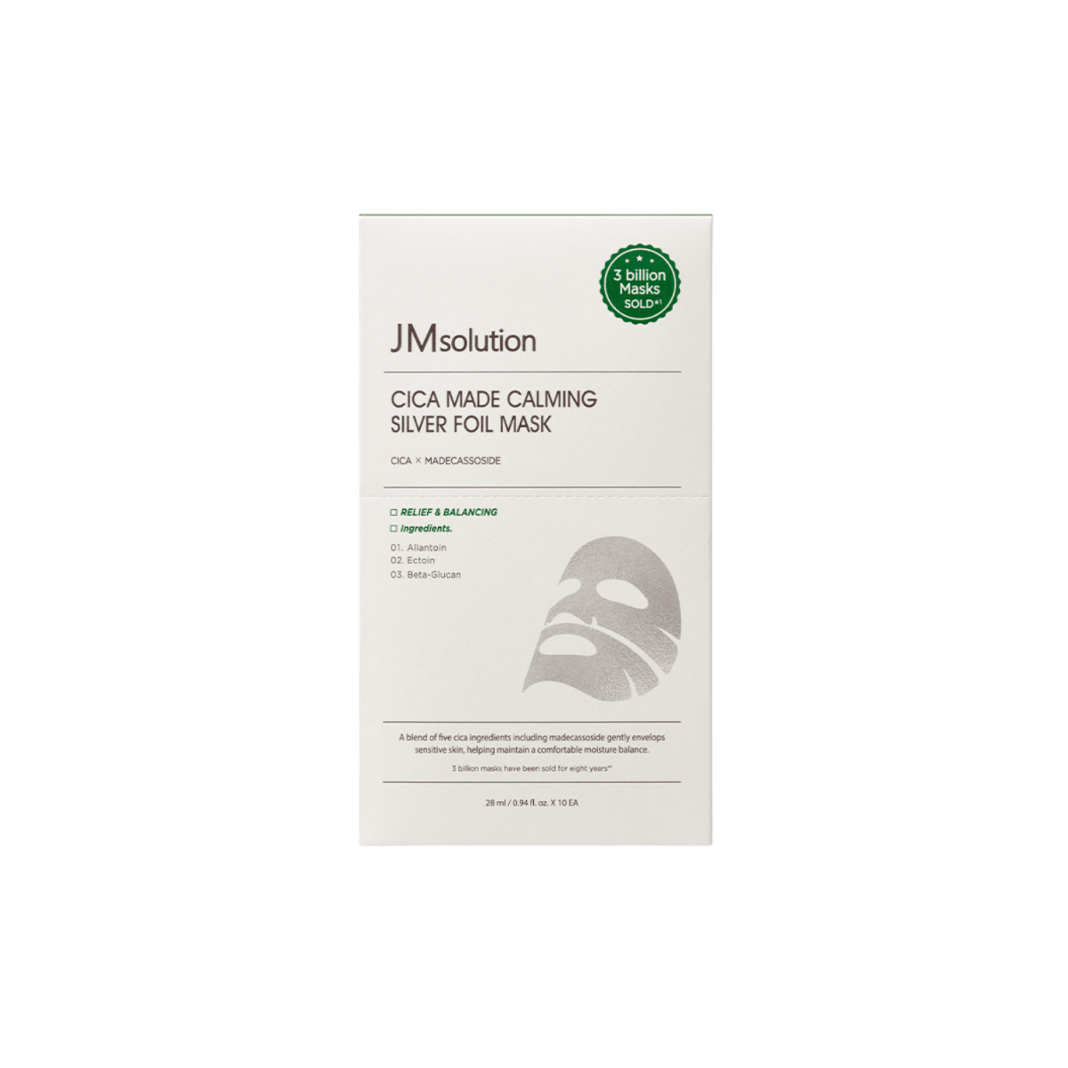 JMsolution Cica Made Calming Silver Foil Mask Box [10pcs] | La Cosmetique