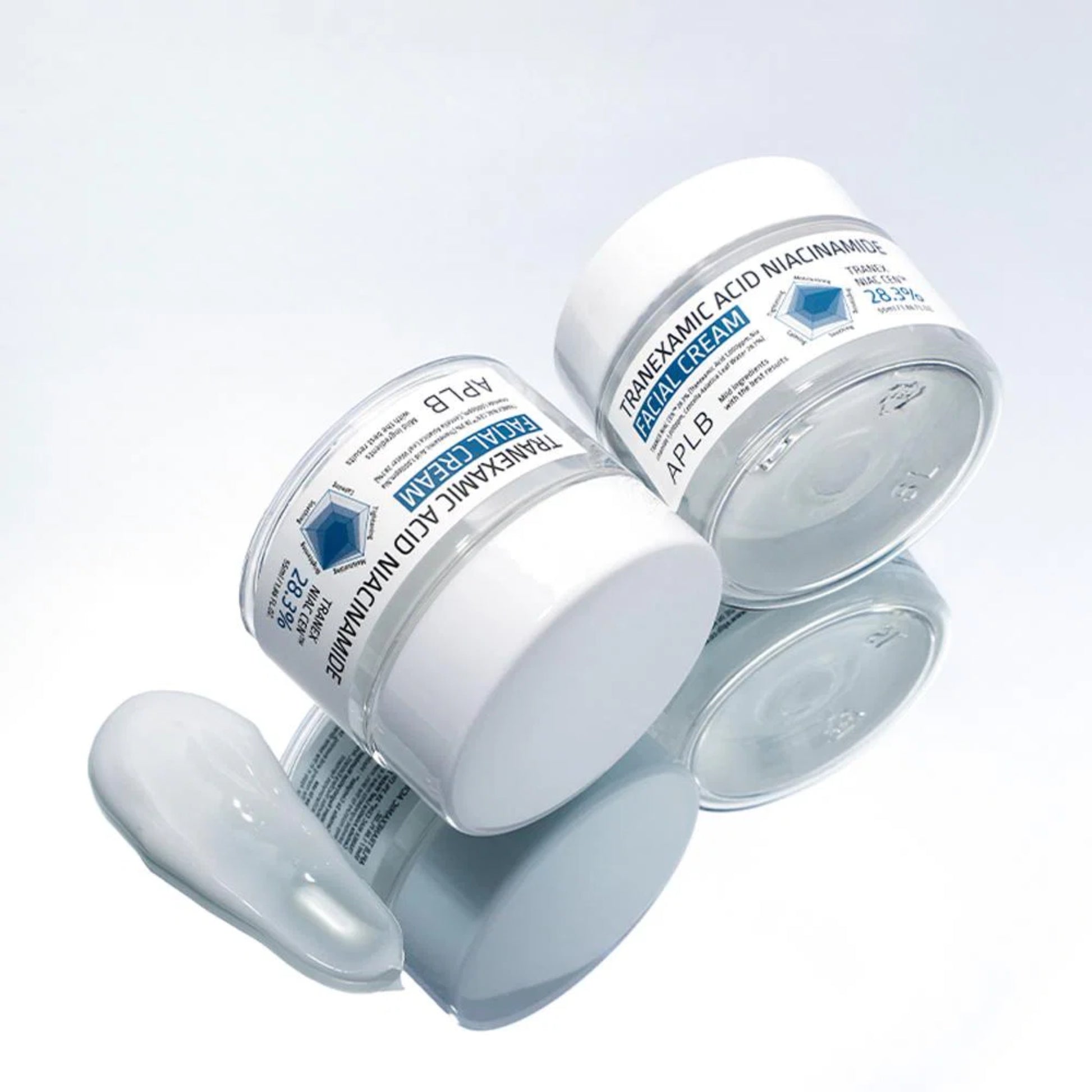 APLB Tranexamic Acid Niacinamide facial cream in a 55ml jar, nourishing face moisturizer for brightening and skin hydration.