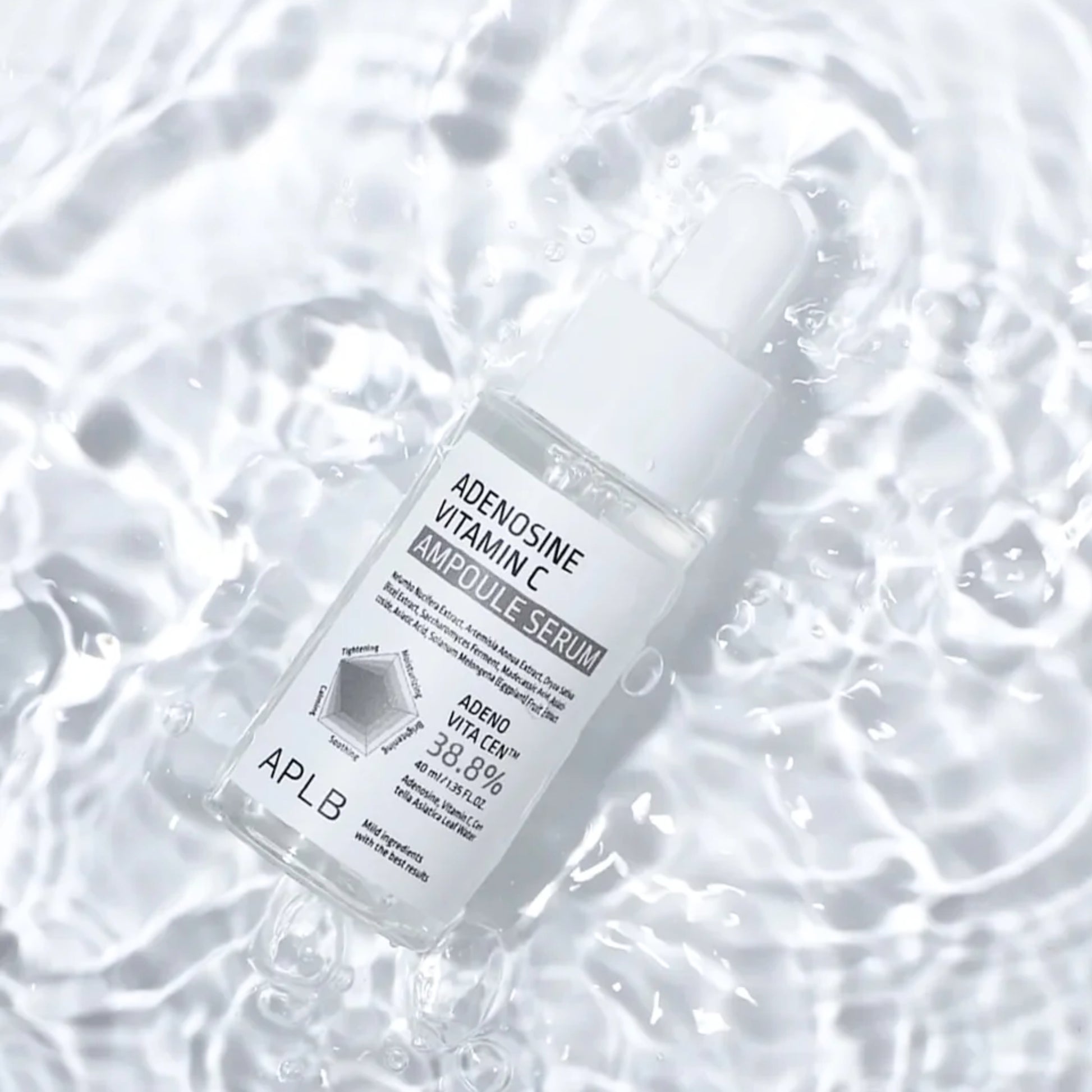 APLB Adenosine Vitamin C Ampoule Serum 40ml bottle with dropper for brightening and anti-aging skincare.