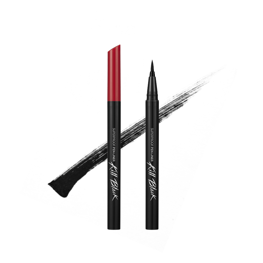 Clio Superproof Pen Liquid Eyeliner in black, featuring a precise tip for defining eye lines and long-lasting wear.