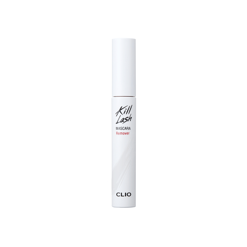 Clio Kill Lash Mascara Remover bottle, a lip and eye makeup remover with gentle formula for removing mascara and eye makeup.