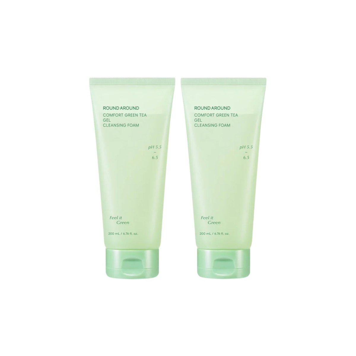 ROUND A’ROUND Comfort Green Tea Gel Cleansing Foam Double Set | La Cosmetique