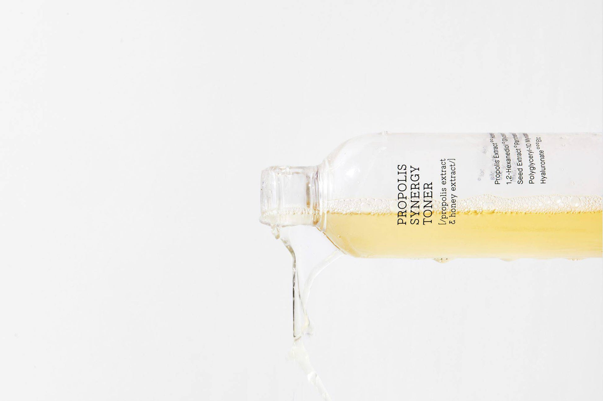 COSRX Full Fit Propolis Synergy Toner 150ml bottle showing clear liquid and label with natural ingredients and product branding.