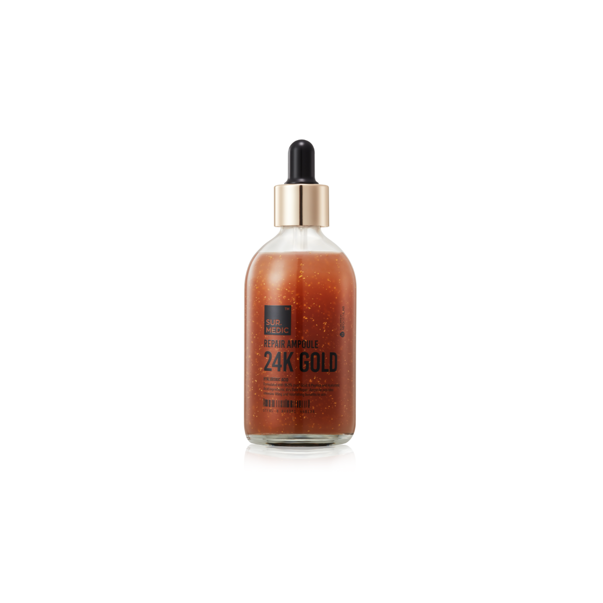 NEOGEN Sur.Medic+ Gold Repair Ampoule 100ml bottle with gold accents, featuring a sleek design for skin rejuvenation.