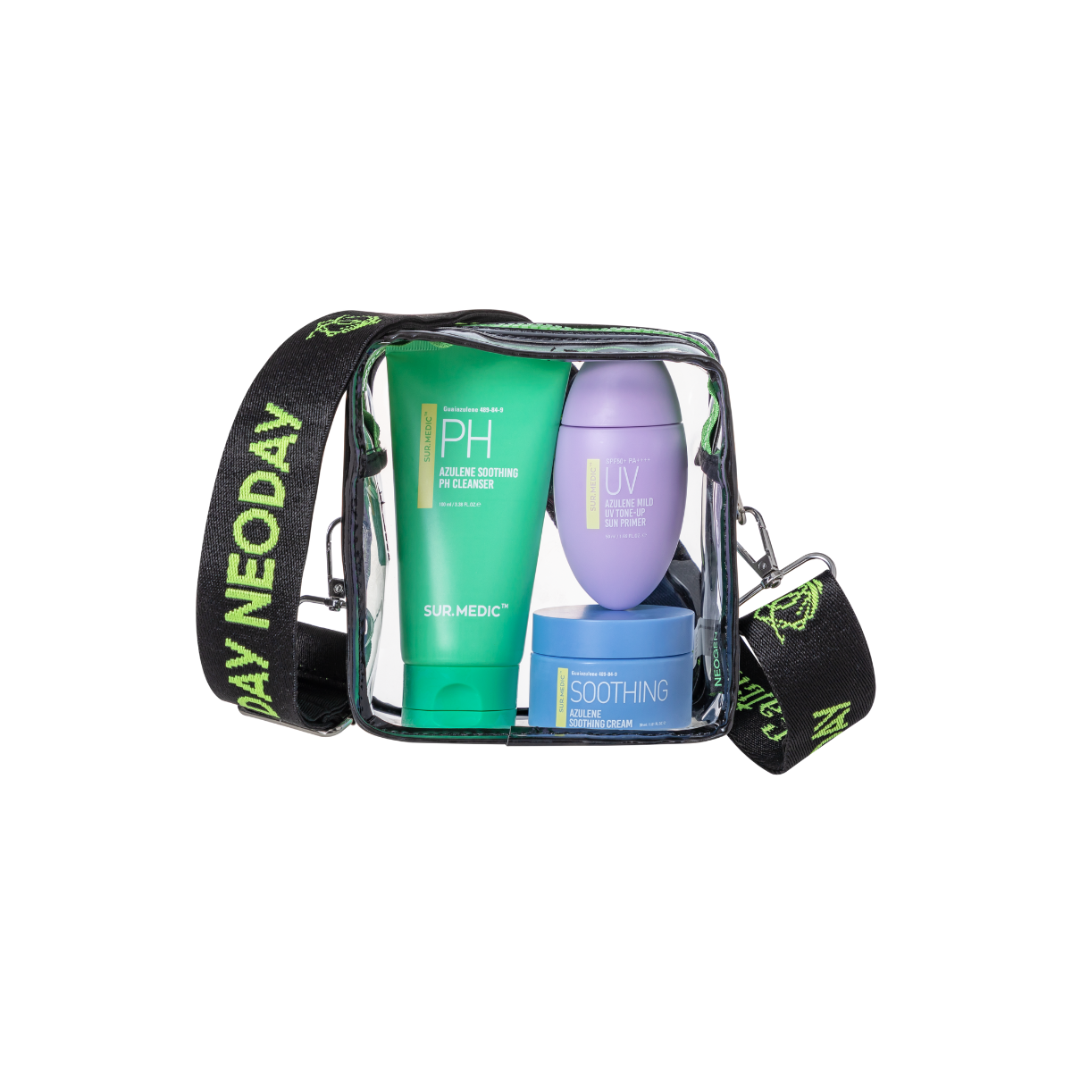 NEOGEN Sur.Medic X Dreamcatcher Ji U Hyeon Azulene Skincare Set with soothing creams and serums in sleek packaging.