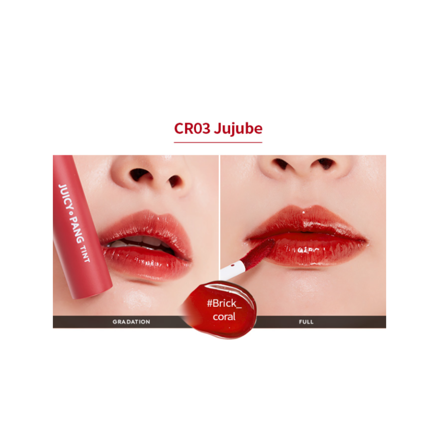 A'pieu Juicy-Pang Lip Tint in a vibrant pink shade, showcasing the tinted lip product with a smooth, glossy finish.