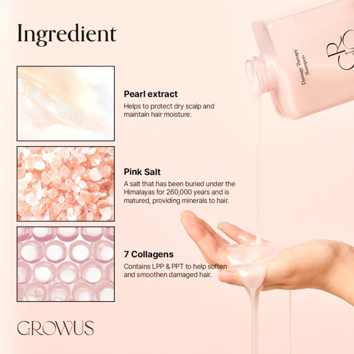 Growus Damage Therapy Shampoo 500ml | La Cosmetique