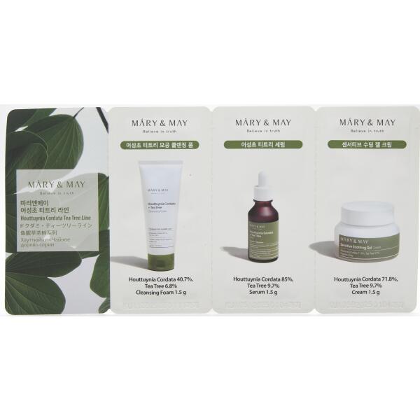 MARY&MAY MARY&MAY HOUTTUYNIA CORDATA TEA TREE LINE 3-STEP SACHET - Shop K-Beauty in Australia