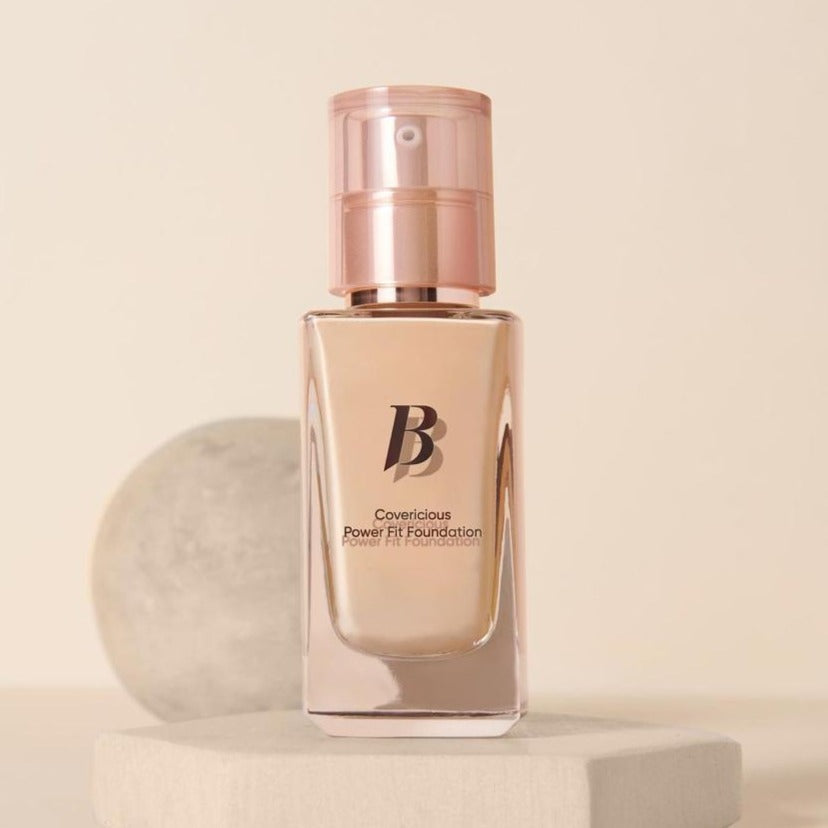 Banila Co Covericious Power Fit Foundation in 30ml liquid bottle with a sleek design and clear labeling.