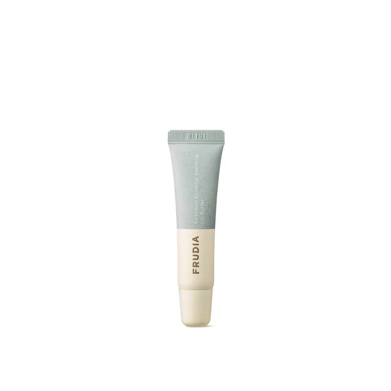 Frudia Re:proust Essential Blending Lip Butter Greenery 10g, a nourishing lip balm with a soft, eco-friendly container.