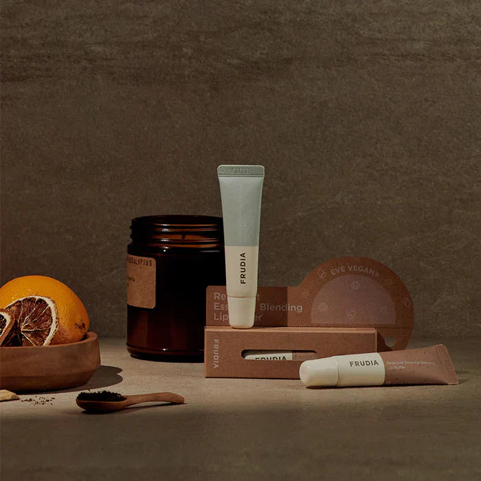 Frudia Re:proust Essential Blending Lip Butter Earthy 10g, smooth moisturizing lip balm in a natural earthy shade.