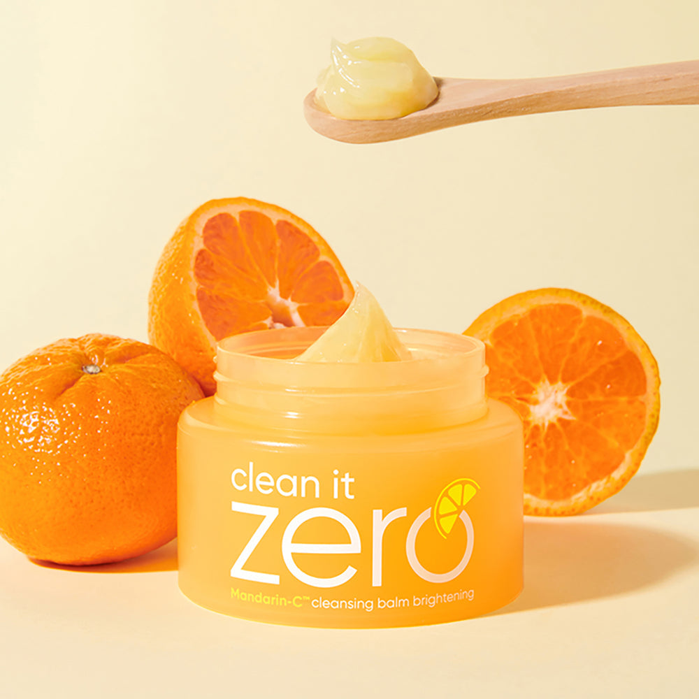 Banila Co Clean It Zero Brightening Cleansing Balm twin pack with two 100ml jars, featuring soft pink and white packaging.