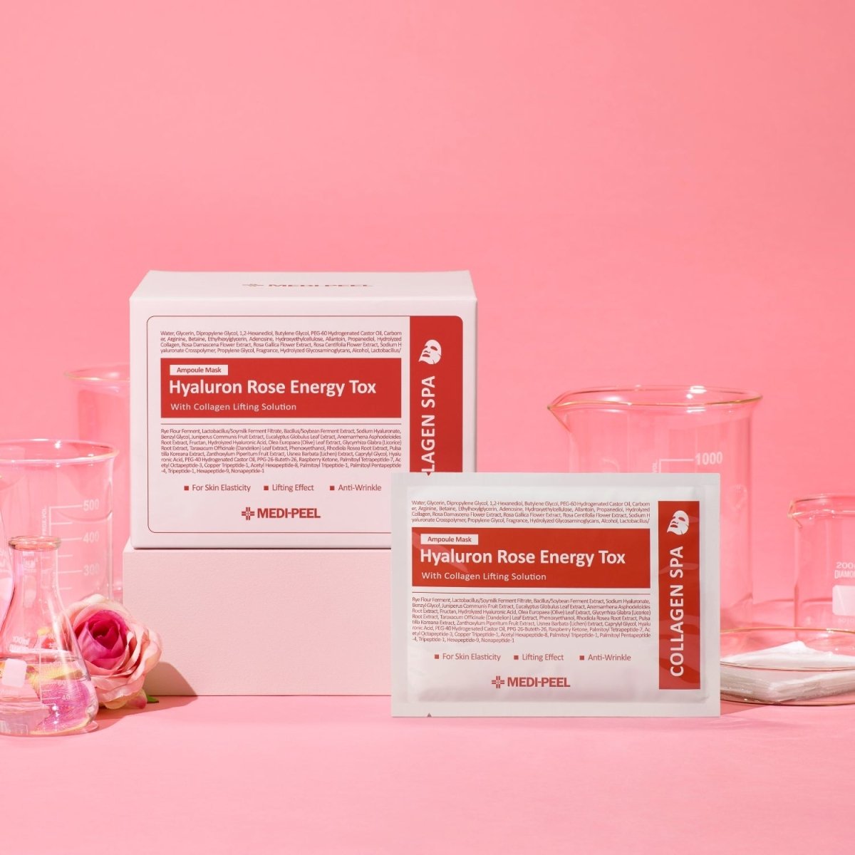 MEDIPEEL+ Hyaluron Rose Moisture Ampoule Mask [1pc] | La Cosmetique