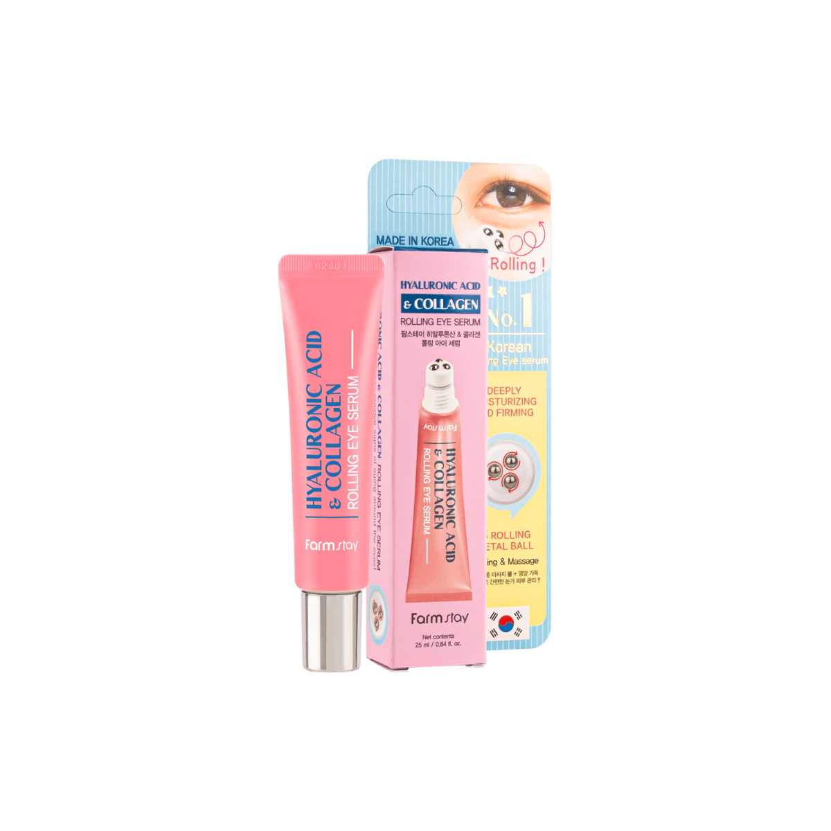 Farmstay Hyaluronic Acid & Collagen Rolling Eye Serum 25ml | La Cosmetique