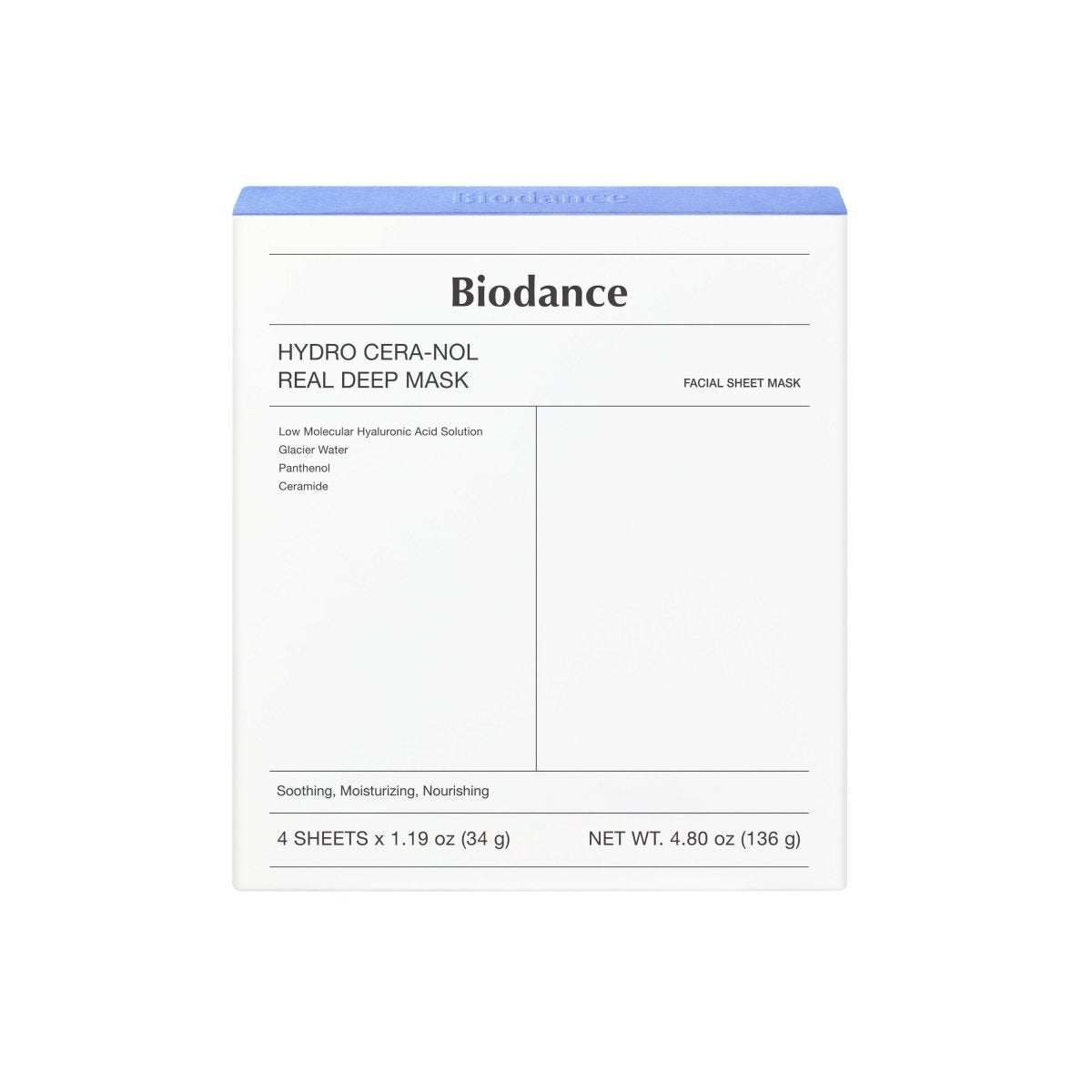 Biodance Hydro Cera-nol Real Deep Mask Box [4pcs] | La Cosmetique