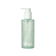 ILSO Natural Mild Cleansing Oil 200ml bottle with pump, showing clear, golden liquid in a sleek container for gentle skin cleansing.