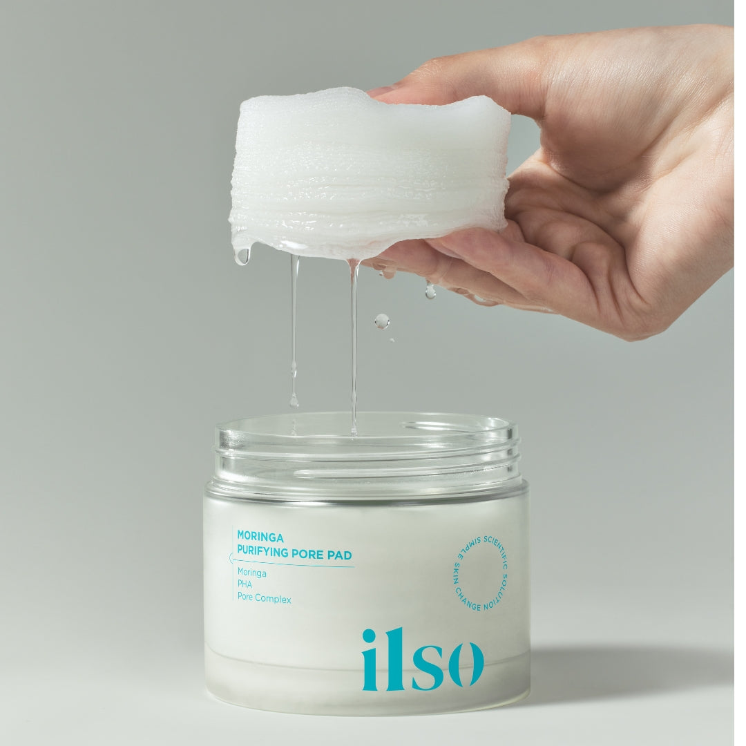 ILSO Moringa Purifying Pore Pad toner pad for deep cleansing and pore purification, featuring natural ingredients.