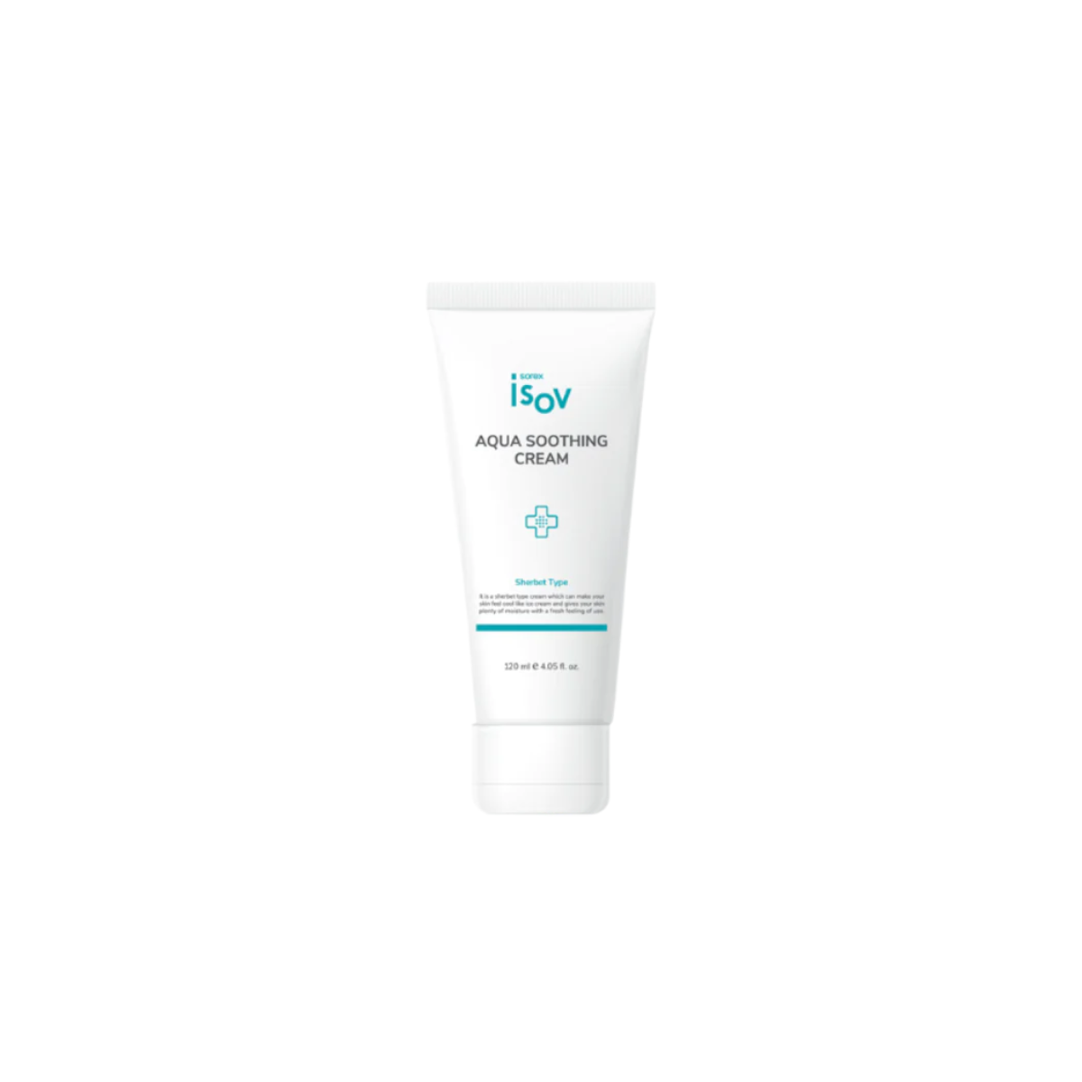 ISOV Aqua Soothing Cream 120ml face moisturizer in a white jar with blue label, designed for soothing and hydrating skin.