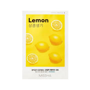 Missha Airy Fit Lemon Sheet Mask, hydrating facial mask with lemon extract, designed for refreshing and brightening skin.