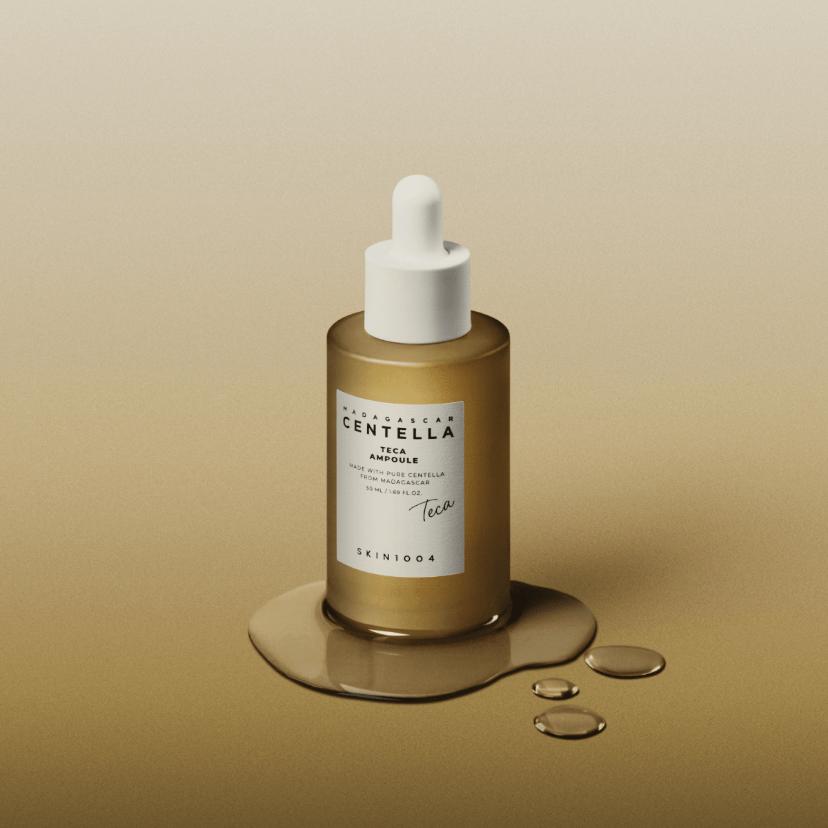 SKIN1004 Madagascar Centella Teca Ampoule 50ml bottle with dropper for skincare and soothing treatment.