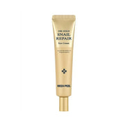 Medipeel 24k Gold Snail Repair Eye Cream in 40ml jar, featuring gold and snail extract for eye skin nourishment and rejuvenation.
