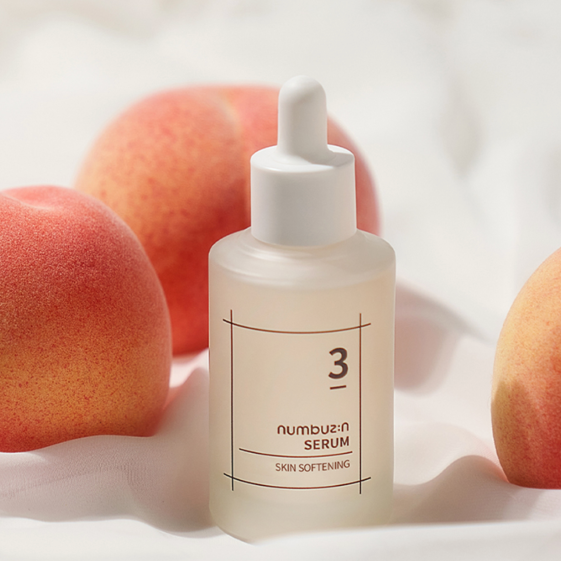 Numbuzin No.3 Skin Softening Serum in a 50ml bottle, clear liquid serum with minimalist packaging, designed to soften skin.