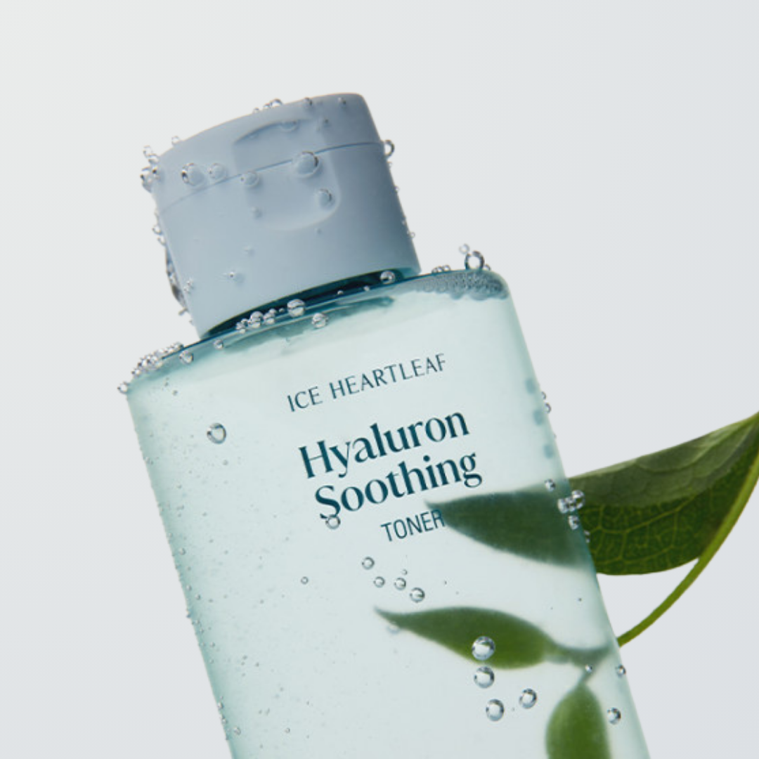 Goodal Houttuynia Cordata Hyaluron Soothing Toner 350ml bottle with clear liquid and minimalist label, suitable for skincare.