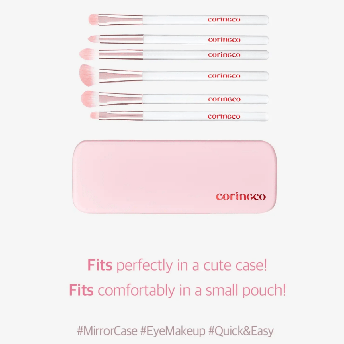 Coringco Pink Pocket Eye Brush Set [6pcs] | La Cosmetique