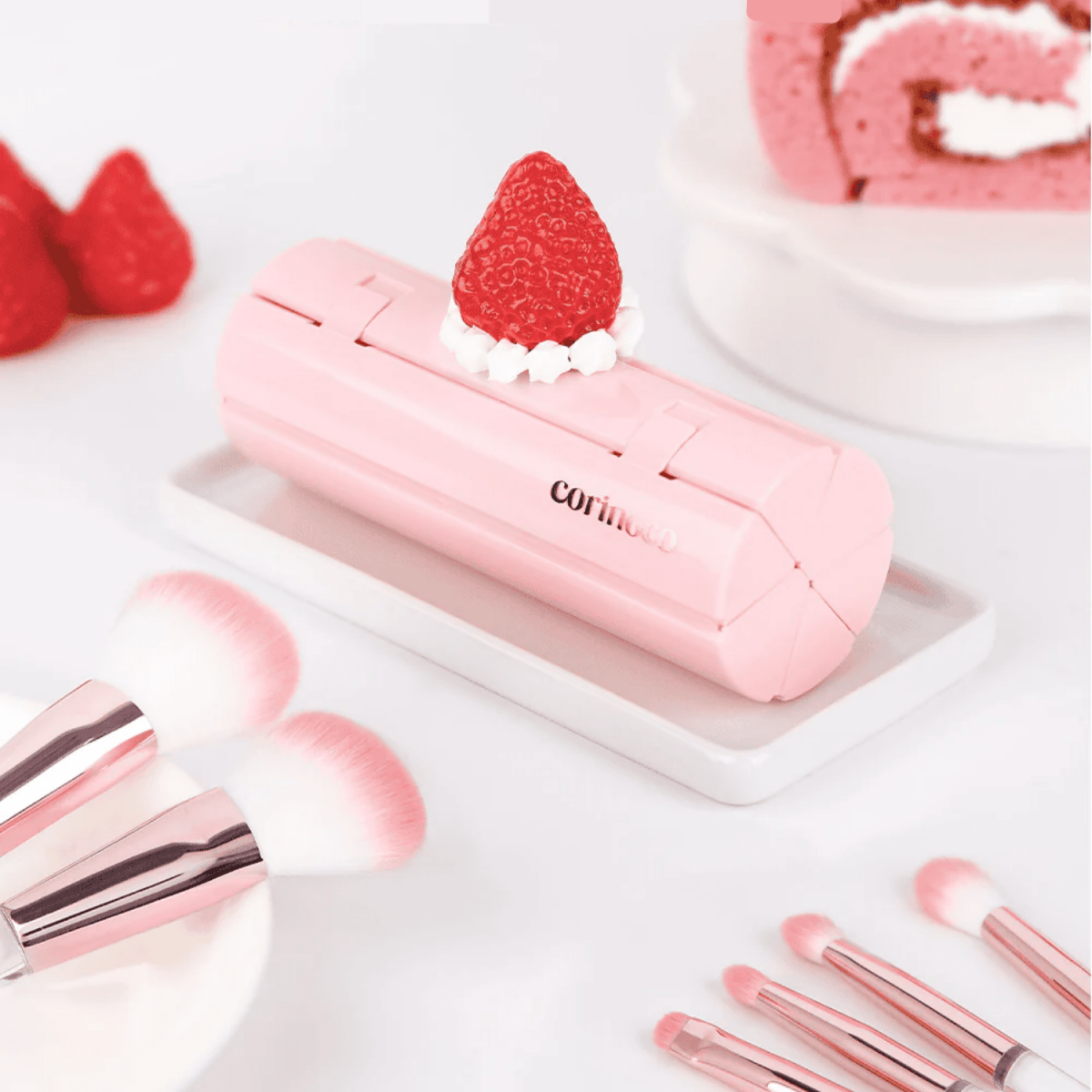 Coringco Pink Roll Make Up Brush Set [6pcs] | La Cosmetique