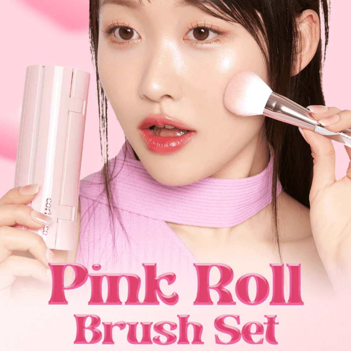 Coringco Pink Roll Make Up Brush Set [6pcs] | La Cosmetique