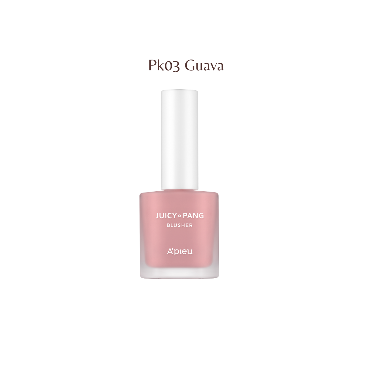 A'pieu Juicy-Pang Water Blusher in soft pink shade, showing the blush compact with the product name on the packaging.