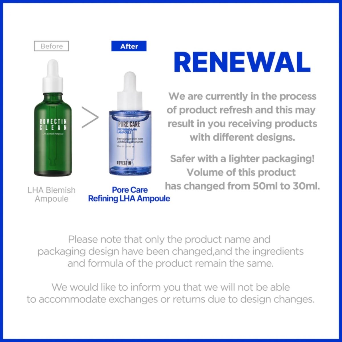 Rovectin Pore Care Refining LHA Ampoule 30ml | La Cosmetique