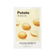 Missha Airy Fit Sheet Mask with potato extract, showing a close-up of the soft, textured mask sheet for skin hydration.