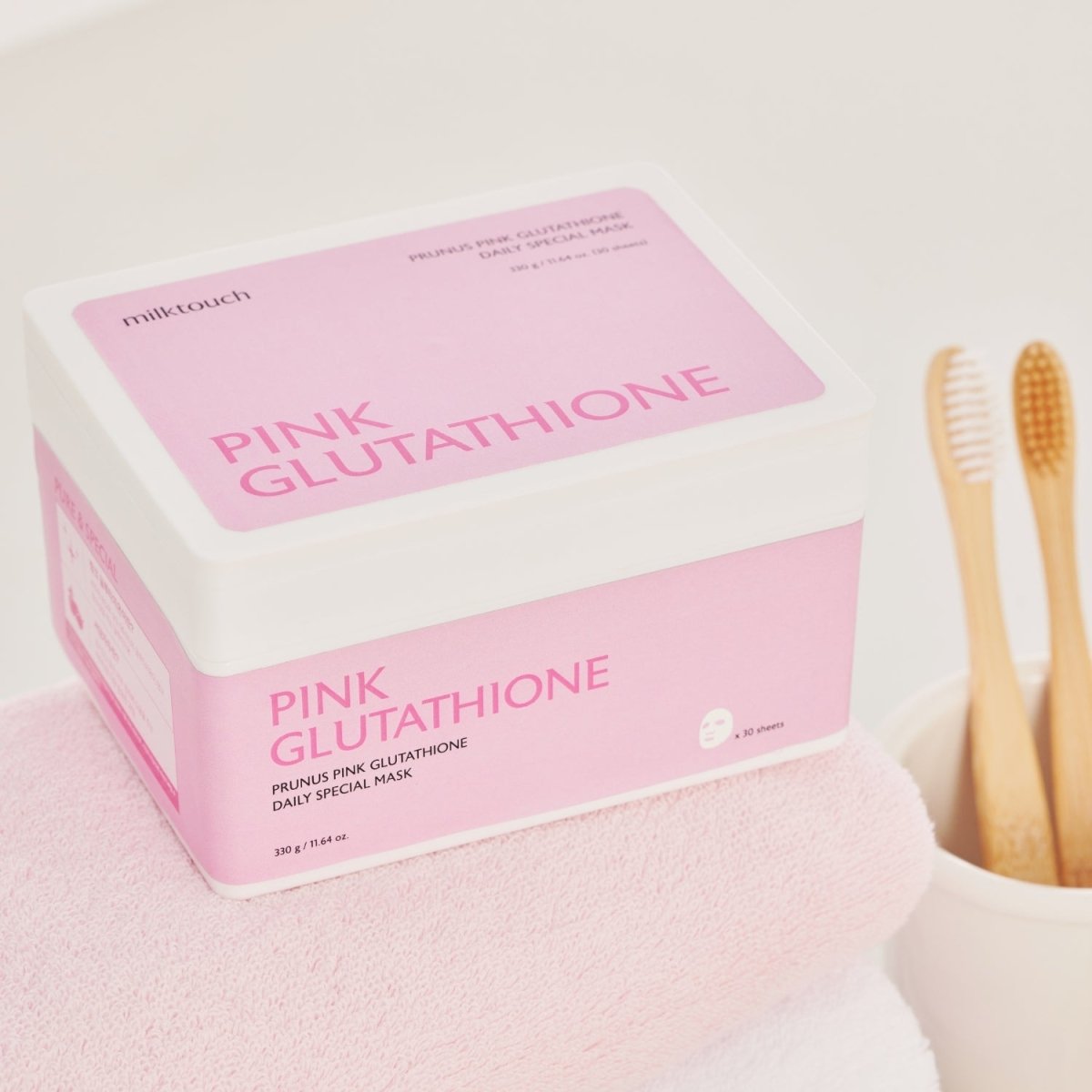 Milk Touch Prunus Pink Glutathione Daily Brightening Mask [30 Pads] | La Cosmetique