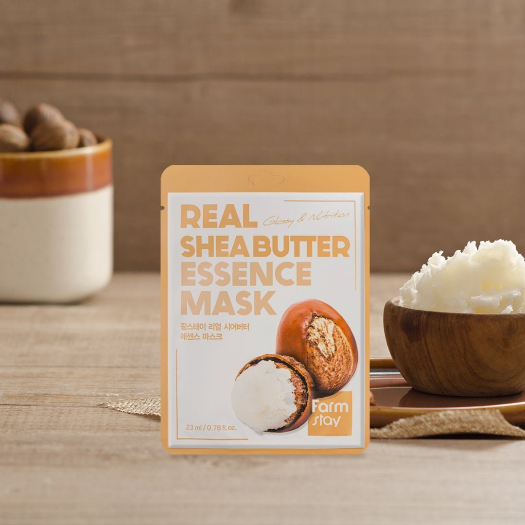 Farmstay Real Essence Mask Combo Pack V2 (Sheabutter,Blueberry,Peach,Manuka Honey) 12pc | La Cosmetique