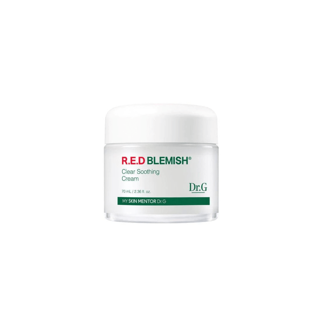 Dr. G Red Blemish Clear Soothing Cream 70ml face moisturiser jar with red blemish care label