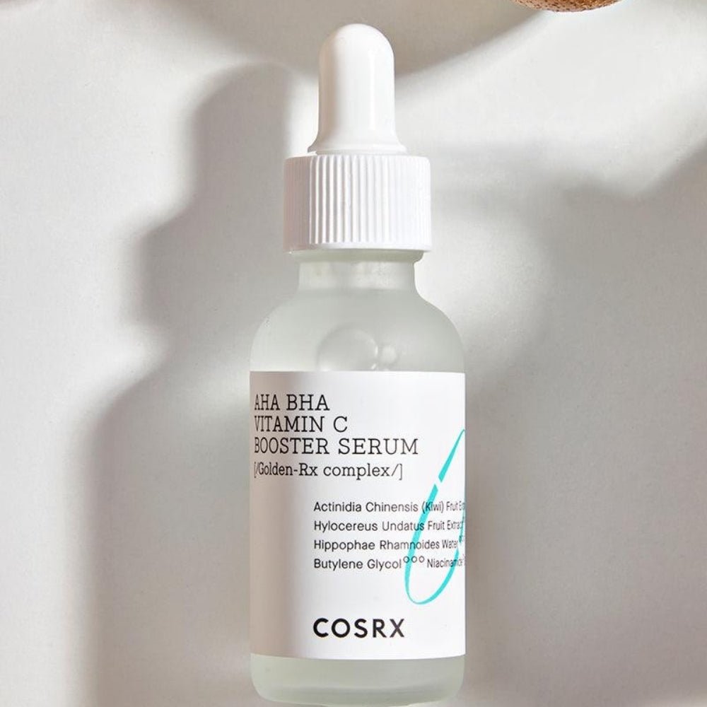 COSRX Refresh AHA BHA Vitamin C Booster Serum 30ml bottle with brightening skincare formula label