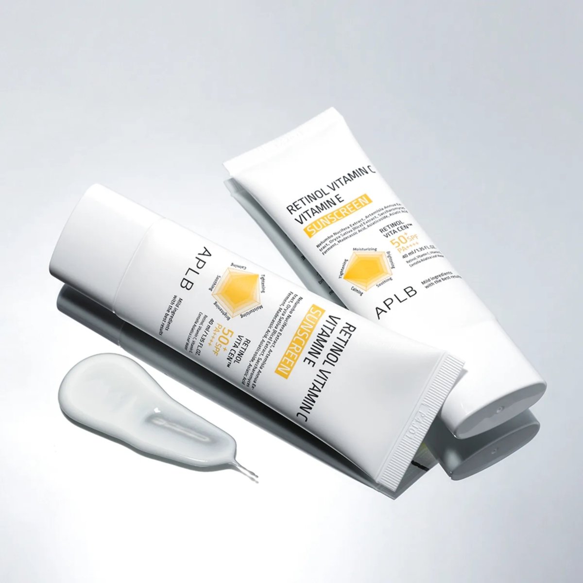 APLB Retinol, Vitamin C, and Vitamin E Sunscreen in a 40ml bottle, providing broad-spectrum sun protection and skincare benefits.