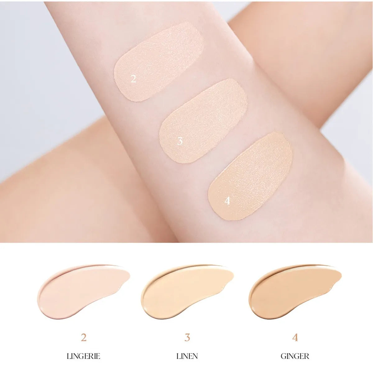Clio Kill Cover High Glow Cushion Foundation with refill, showing three shades in a compact cushion with a mirror and applicator.