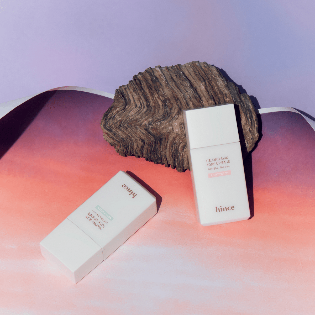 Hince Second Skin Tone Up Base tone-up cream applied on skin for a smooth, brightened complexion with natural finish.
