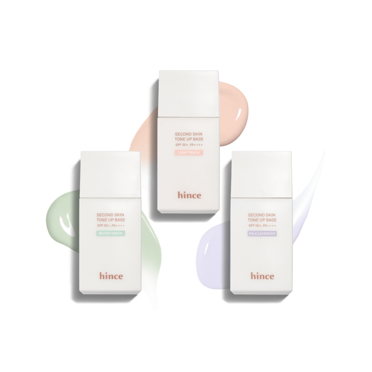 Hince Second Skin Tone Up Base tone-up cream applied on skin, enhancing complexion with a natural, smooth finish.