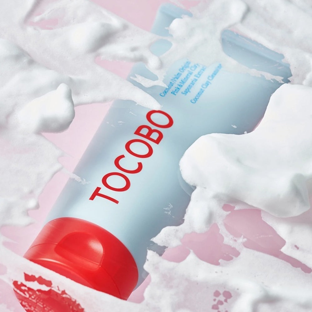 TOCOBO Coconut Clay Cleansing Foam in a 150ml tube, showing the gel and foam cleanser with coconut and clay ingredients.