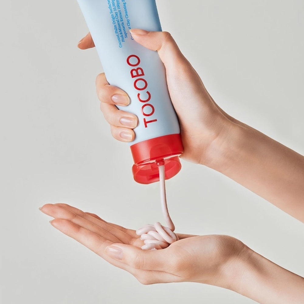 TOCOBO Coconut Clay Cleansing Foam in a 150ml tube, featuring a gentle gel and foam cleanser for face skincare.